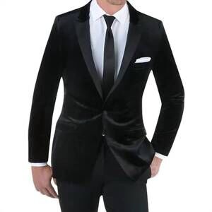 NEW MARK OF DISTINCTION luxor velvet peak lapel formal blazer in black